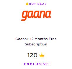 Gaana Plus 1 year free subscription