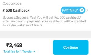 Paytm flight offer paytmfly cashback