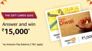 Amazon Gift Cards Quiz Today Win Rs 15000