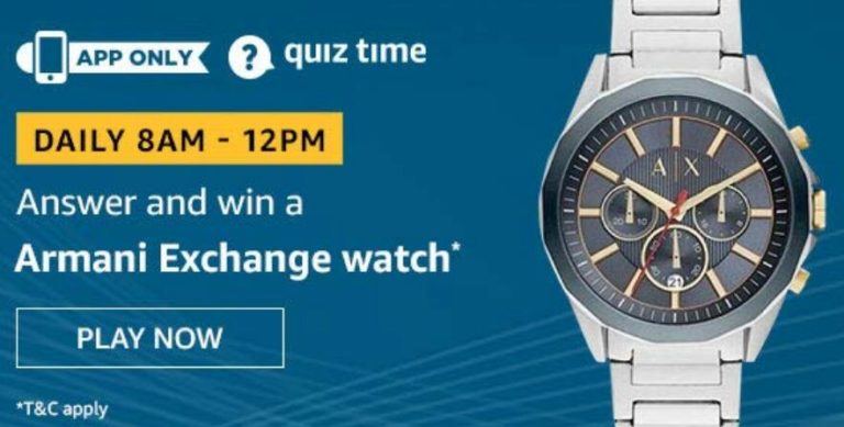 Amazon Quiz Answers Today Win Armani Exchange Watch