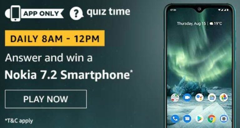 Amazon Quiz Answers Today Win Nokia 7.2 Smartphone