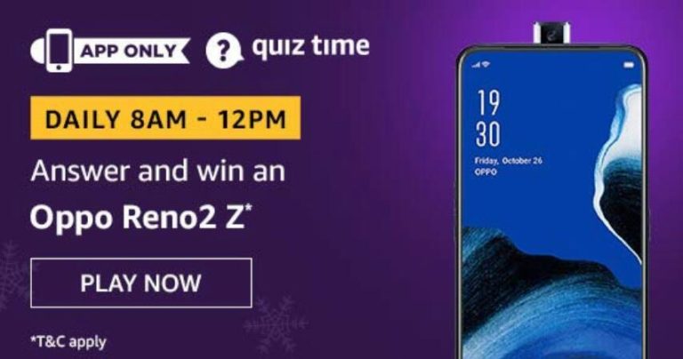 Amazon Quiz Answers Today Win Oppo Reno2 Z