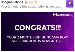 Hungama Play App Free subscription