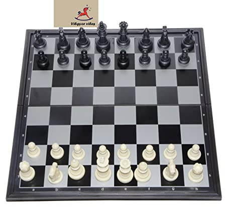 Vibgyor Vibes Folding Magnetic Chess Board Black and White 9.5 inch AllTrickz.jpg