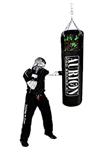 Aurion Unfilled Heavy Punch Bag 2 ft 3ft 4ft 5ft 6ft Boxing MMA Sparring Punching Training Kickboxing Muay Thai with Hanging Chain  2 feet  24inches  Unfilled AllTrickz.jpg