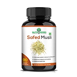 Nutriherbs 100% Natural   Organic Safed Musli 800 Mg 90 Capsules  Pack of 1  AllTrickz.jpg