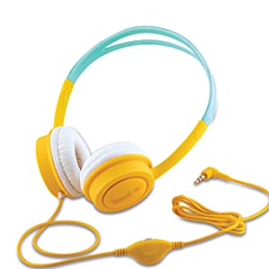 iBall Kids Diva Kids Safe Wired Headphone with in line Volume Controller Yellow and Light Blue AllTrickz.jpg